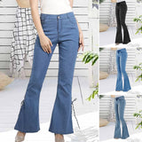 Elastische Schlagjeans mit Schn¨¹rung