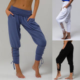 Schn¨¹rbinde elastische Taille Jogger Pants Yoga Leggings