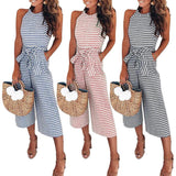 Sommer Gestreifte ?rmellose Overalls mit Rei?verschluss hinten