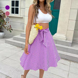 Modischer Rock mit Plaiddruck